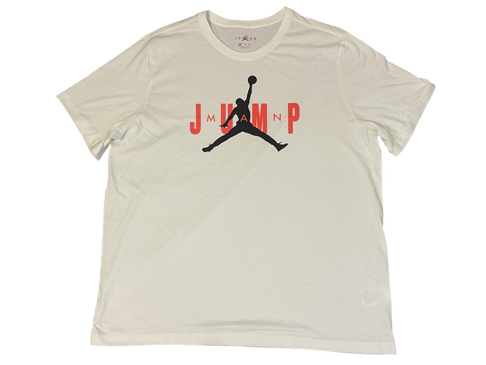 Jordan Shirt Mens 2XL White Jumpman JUMP Logo Graphic Tee Tagless Cotton